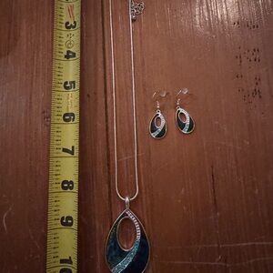 Unk Silver Necklace with Blue and Green Accents